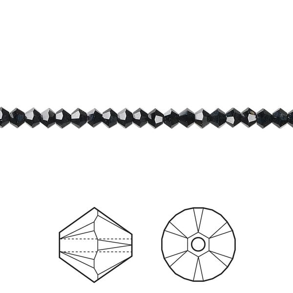 Bead 48pk jet, Crystal Passions® 3mm bicone 5328 image number 0