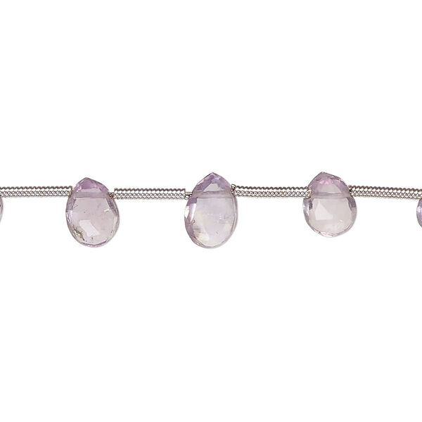 Amethyst 1pkg18, hand-cut top-drilled faceted puffed teardrop bead natural B- grade, graduated 6x4mm-9x6mm image number 0