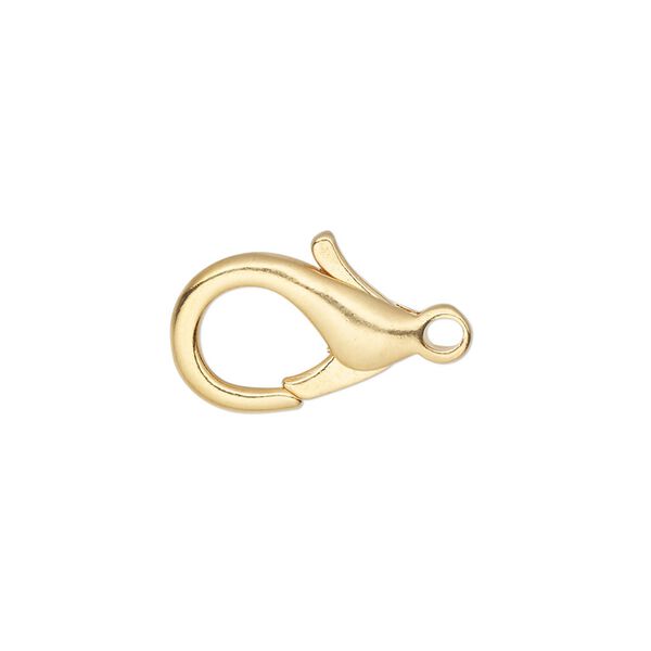 Clasp, lobster claw, gold-plated brass, 17x11mm. Sold per pkg of 100. image number 0