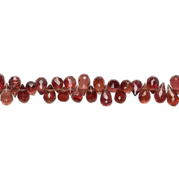 Garnet 1pkg1, hand-cut top-drilled faceted teardrop bead natural 8.5 inch 4x3mm-6x3mm image number 0