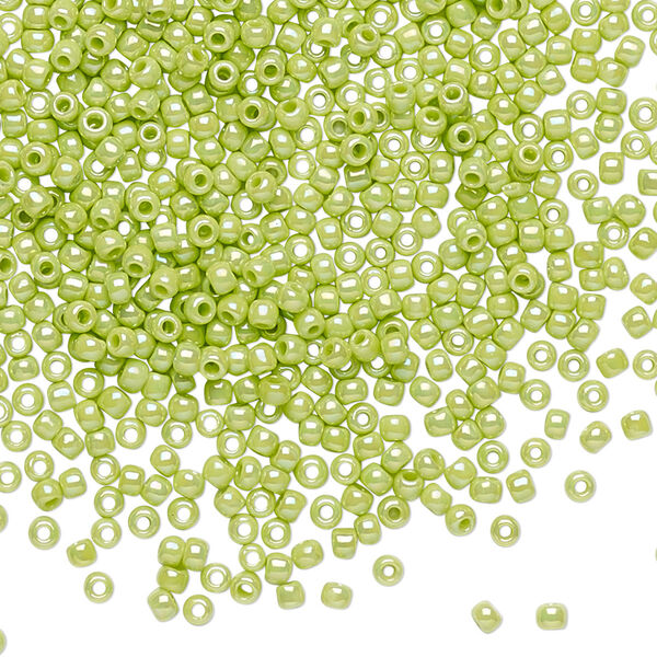 Seed bead, TOHO BEADS®, glass, pkg/250g, #11 round, opaque rainbow sour apple (TR-11-404). image number 0