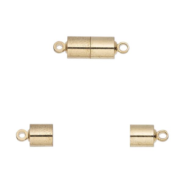 Clasp, magnetic, gold-finished brass, 11.5x5.5mm barrel. Sold individually. image number 0