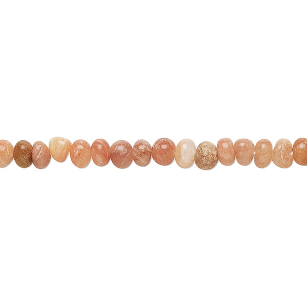 Peach feldspar 1pkg1, hand-cut rondelle bead natural 14 inch 4x2mm-5x3mm image number 0