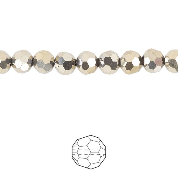 Bead 144pk opaque crystal aurum 2X, Celestial Crystal® 6mm round image number 0