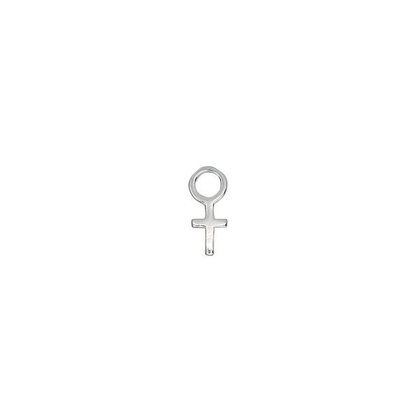 Drop, sterling silver, 5.5x3.5mm single-sided cross with 4mm closed round loop. Sold per pkg of 2. image number 0