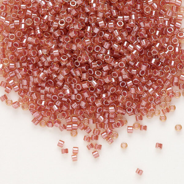 Seed bead, Delica®, glass, pkg/250g, #11 round, translucent salmon-lined luster topaz (DB-0913). image number 0
