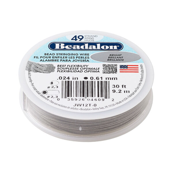 Wire, Beadalon®, nylon and stainless steel, bright, 49 strand, 0.024-inch diameter. Sold per 30-foot spool. image number 0