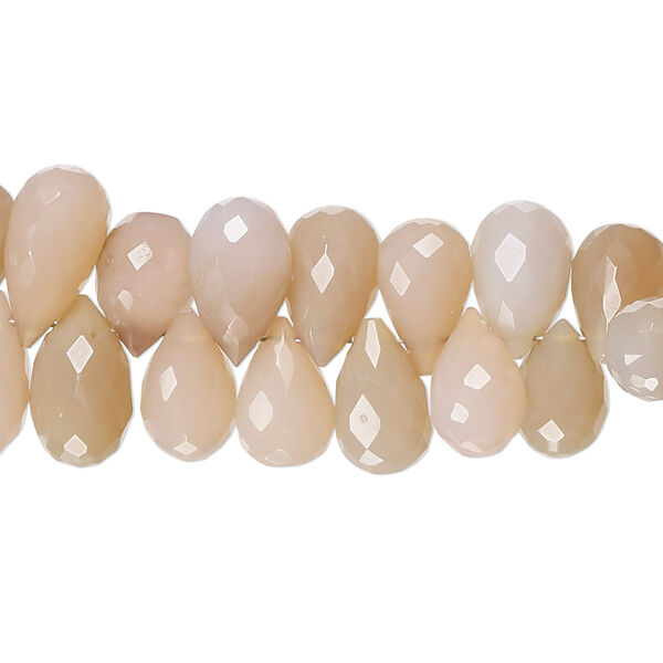 Peach chalcedony / pink chalcedony 1pkg1, hand-cut top-drilled faceted teardrop bead 8 inch 10x6mm-12x7mm image number 0