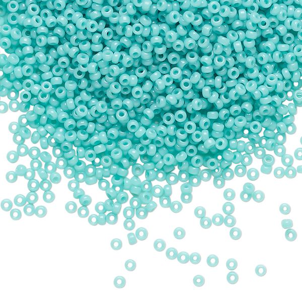 Seed bead, Miyuki, glass, pkg/35g, #15 rocaille, opaque sea opal, (RR-412L). image number 0