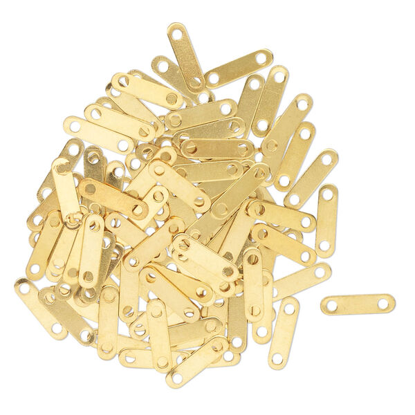 Spacer bar, antique gold-finished brass, 9x3mm 2-strand, fits up to 6mm round beads. Sold per pkg of 100. image number 0
