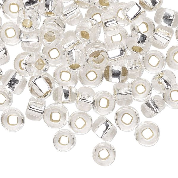 Seed bead, Preciosa Ornela Czech glass, pkg/500g, #2 rocaille, transparent silver-lined clear, (78102). image number 0
