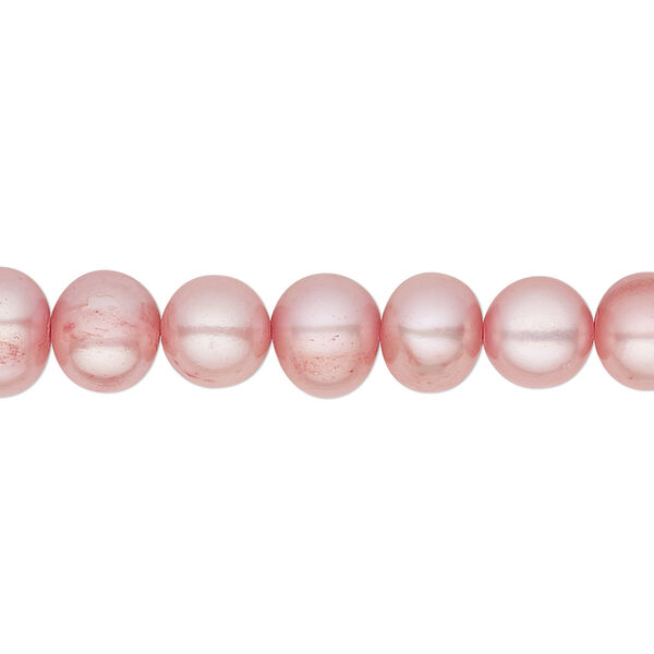 Pearl, cultured freshwater (dyed), blush, 7-8mm semi-round, C grade, Mohs hardness 2-1/2 to 4. Sold per 16-inch strand. image number 0