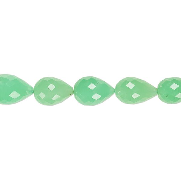 Chrysoprase 1pkg1, hand-cut faceted teardrop bead natural 8 inch graduated 8x5mm-12x9mm image number 0