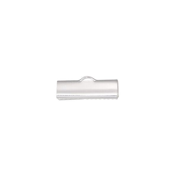 Ribbon crimp end, sterling silver-filled, 15x5mm smooth rectangle. Sold individually. image number 0