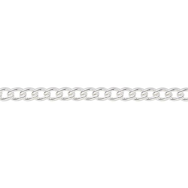 Chain, silver-plated steel, 3.2mm curb. Sold per pkg of 5 feet. image number 0