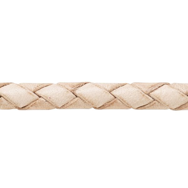 Bolo cord, leather, natural, 6-6.5mm braided round. Sold per 5-foot section. image number 0