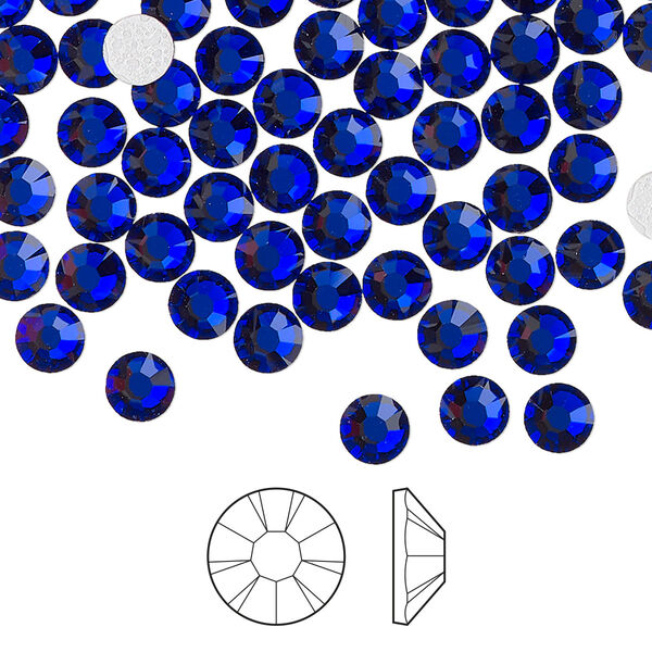 Flat back 1440pk cobalt blue foil back, Preciosa MAXIMA Czech crystal hotfix rhinestone 4.6-4.8mm chaton rose round SS20 image number 0