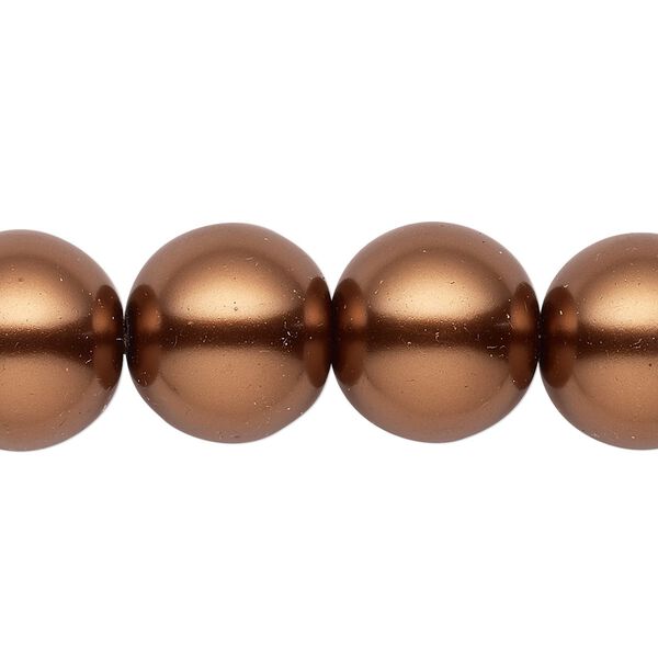 Bead, crystal pearl, antique copper, 15-16mm round. Sold per 15-1/2" to 16" strand, approximately 25 beads. image number 0