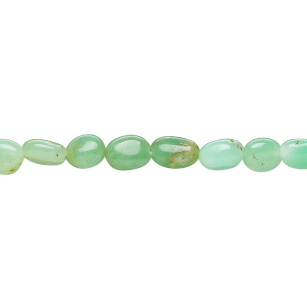 Bead, chrysoprase (natural), shaded, 5mm-8x6mm hand-cut puffed oval, C grade, Mohs hardness 6-1/2 to 7. Sold per 13-inch strand. image number 0