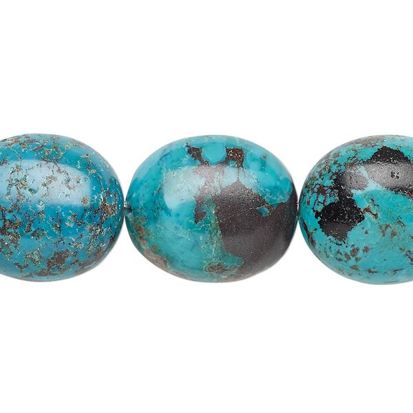 Turquoise 1pkg1, puffed oval bead 8 inch 18x16mm-21x18mm image number 0