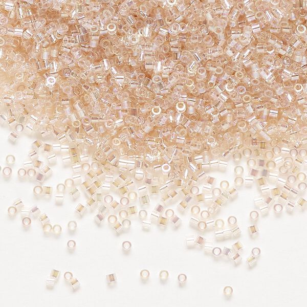 Seed bead, Delica®, glass, pkg/50g, #15 round, translucent rainbow pink mist (DBS-1243). image number 0