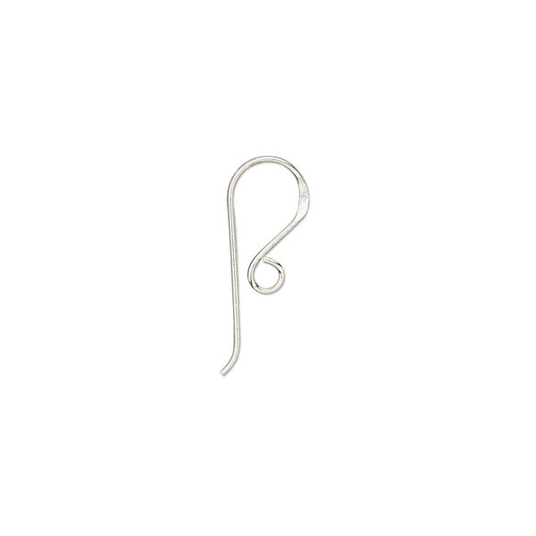 Ear wire, sterling silver, 11mm fishhook with open loop, 20 gauge. Sold per pkg of 3 pairs. image number 0