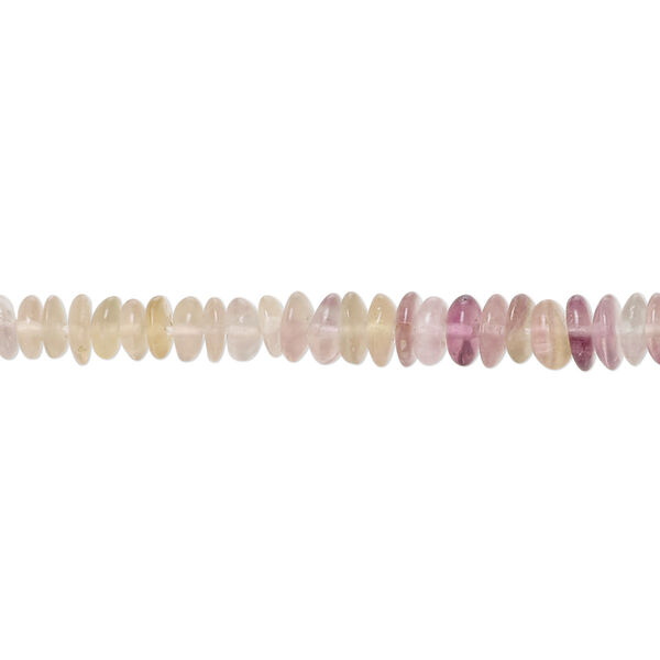 Bead, multi-fluorite (natural), 4x1mm-6x4mm hand-cut saucer, C+ grade, Mohs hardness 4. Sold per 14-inch strand, approximately 210 beads. image number 0