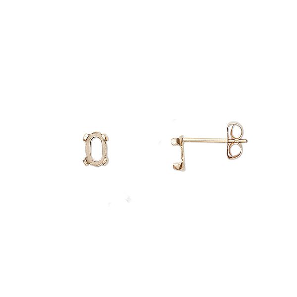 Earstud 1pkg2 Cab-Tite™ 14Kt gold-filled, 5x3mm oval 4-prong setting / earnuts, 1 pair image number 0