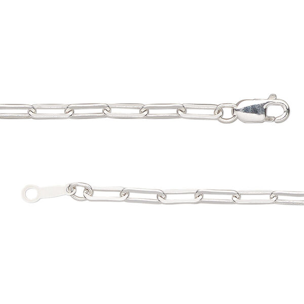 Chain, sterling silver, 2.5mm paperclip, 18 inches with lobster claw clasp. Sold individually. image number 0