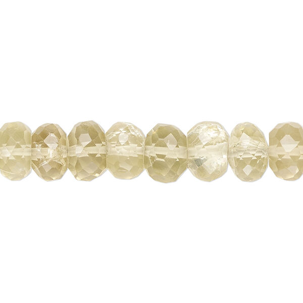 Lemon quartz 1pkg1, hand-cut micro-faceted rondelle bead 13 inch 8x5mm-9x7mm image number 0