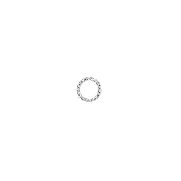 Jump ring, sterling silver, 6mm twisted round, 4.4mm inside diameter, 21 gauge. Sold per pkg of 100. image number 0