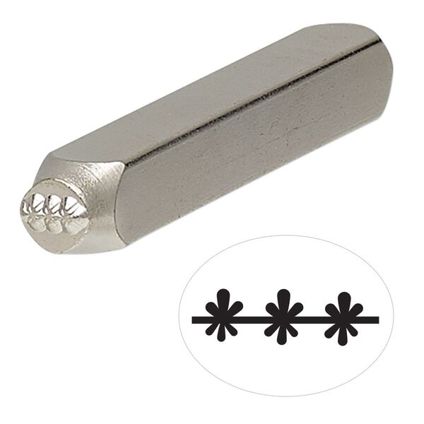 Stamp, ImpressArt®, steel, 6mm star border, 2-1/2 x 3/8 inches. Sold individually. image number 0