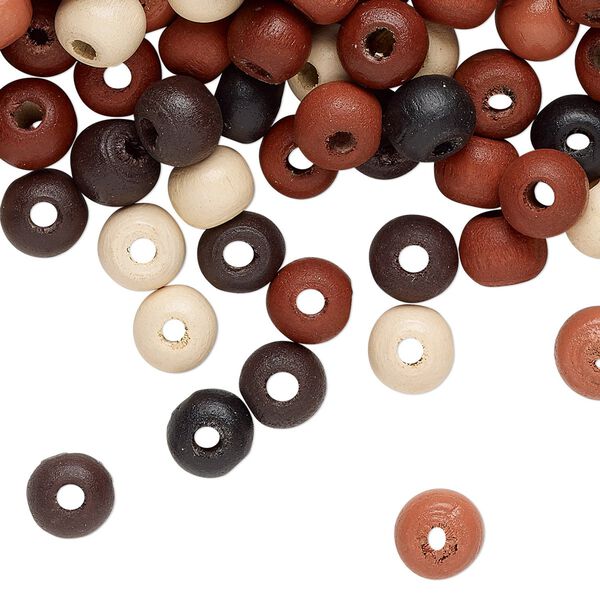 Bead mix, painted Korean boxwood, mixed colors, 7-8mm irregular round. Sold per 1/4 pound pkg, approximately 750 beads. image number 0
