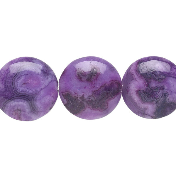 Crazy lace agate 1pkg1, puffed flat round bead 15.5-16 inch 16mm image number 0