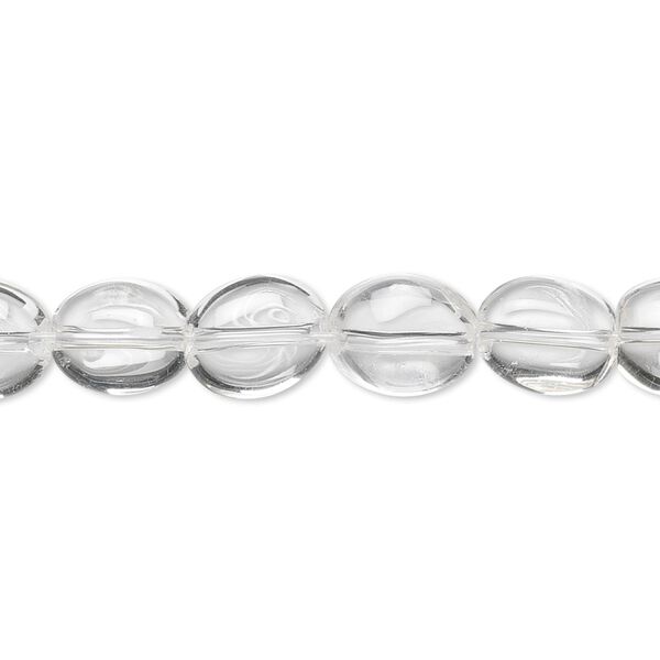 Quartz crystal 1pkg1, flat oval bead natural 8 inch 9x8mm image number 0