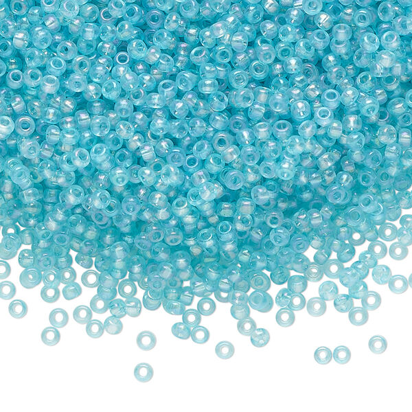 Seed bead, Preciosa Ornela Czech glass, pkg/50g, #11 rocaille, translucent solgel dyed rainbow teal, (41165). image number 0