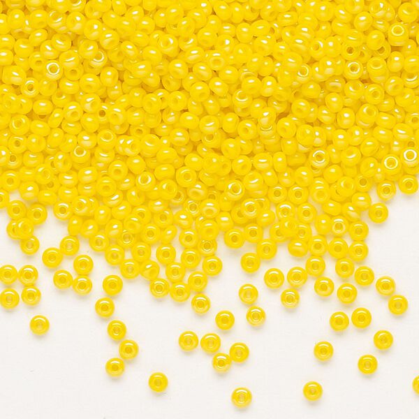 Seed bead, Preciosa Ornela Czech glass, pkg/50g, #11 rocaille, opaque rainbow yellow, (84130). image number 0
