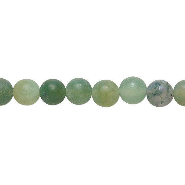 Moss agate 1pkg1, matte round bead natural 8 inch 6mm image number 0