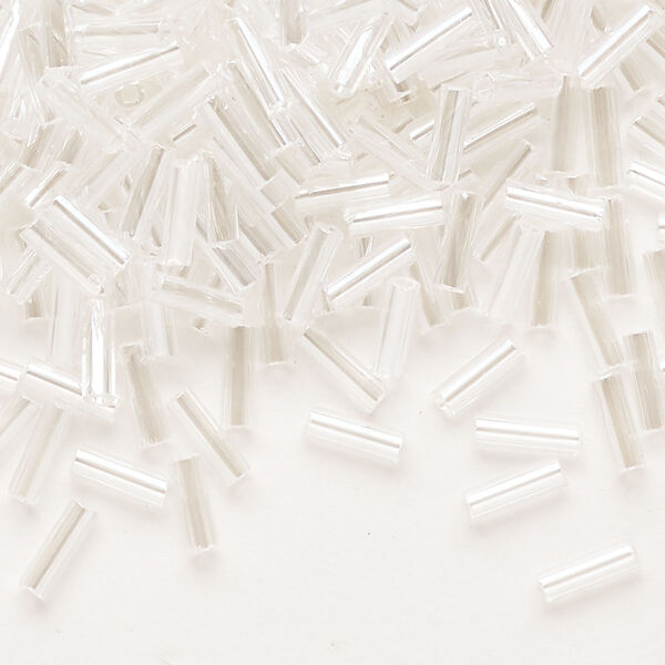 Bead, Preciosa Ornela Czech glass, bugle bead, pkg/50g, 1/4 inch, luster translucent clear, (48102). image number 0