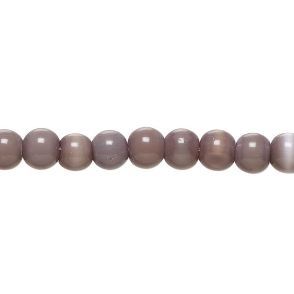 Bead, cat's eye glass (fiber optic glass), purple, 5mm-7mm irregular round. Sold per 14-inch strand, approximately 75 beads. image number 0