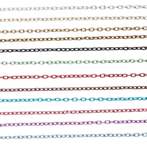 Chain mix, anodized aluminum, assorted colors, 4.5mm cable. Sold per pkg of (12) 5-foot sections. image number 0
