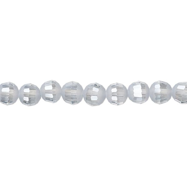 Bead 1pk 96 facets translucent smoke blue AB half-matte, Celestial Crystal® 6mm round 8 inch image number 0