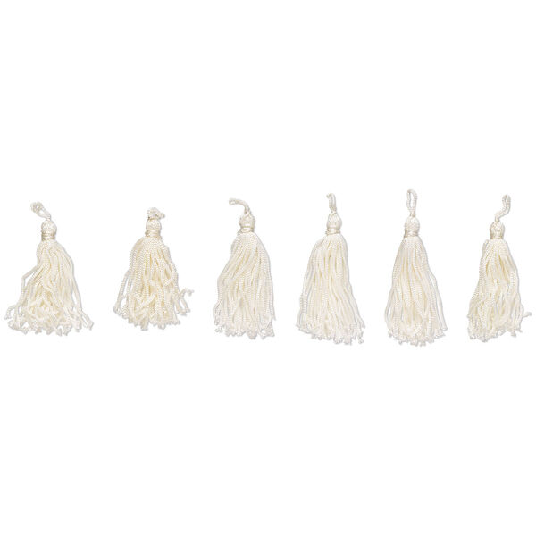 Tassel, polyester, ivory, 4" tassel. Sold per pkg of 6. image number 0