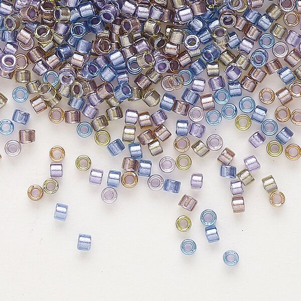 Seed bead, Miyuki Delica®, glass, pkg/50g, #11 round, transparent inside dyed color purple/bronze mix (DB0986). image number 0