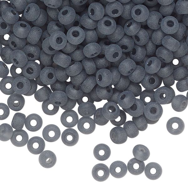 Seed bead, glass, pkg/50g, #6 round, translucent matte grey. image number 0