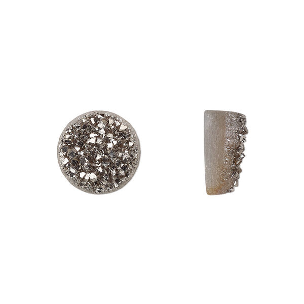Druzy agate 1pkg2, electroplated non-calibrated round cab 10mm image number 0
