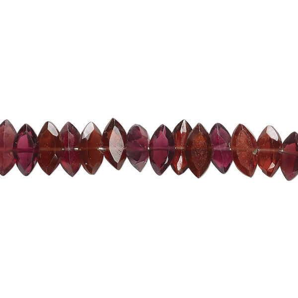 Garnet / rhodolite garnet 1pkg1, hand-cut faceted puffed marquise bead natural 8 inch 7x4mm-8x4mm image number 0