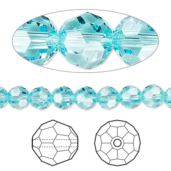 Bead 360pk light turquoise, Swarovski® 6mm round 5000 image number 0