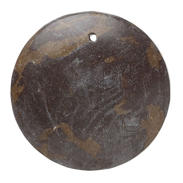 Portoro marble 1pkg1, puffed flat back round focal natural 39-41mm image number 0