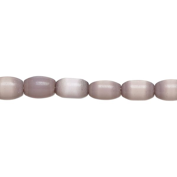 Bead, fiber optic glass, pkg/14 inch, opaque lavender, 8x5mm center-drilled oval. image number 0